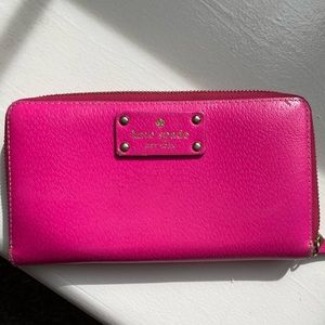 Kate Spade Hot Pink Long Leather Wallet